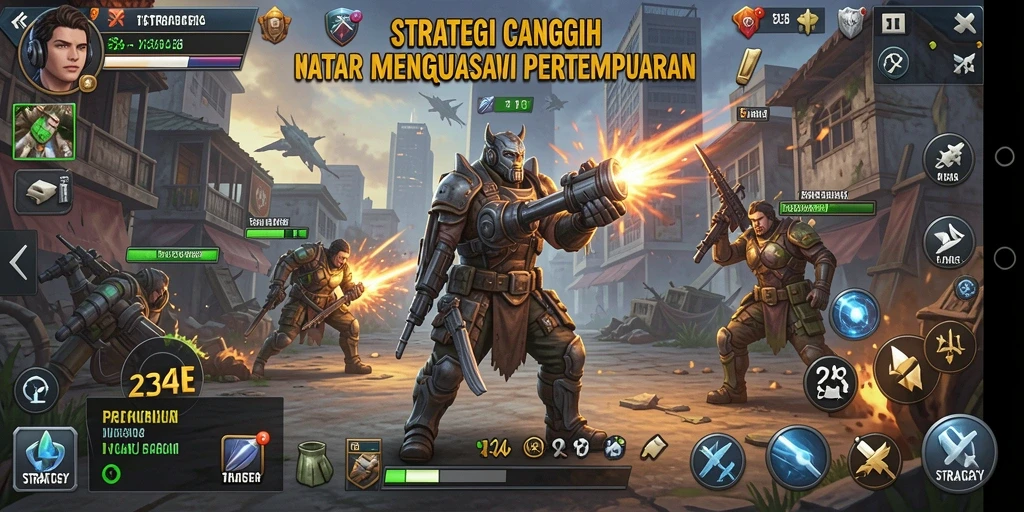 Screenshot menampilkan antarmuka strategis dalam game 234E.