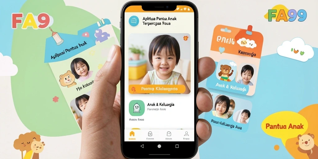 Antarmuka aplikasi FA99 yang menampilkan fitur pemantauan anak.