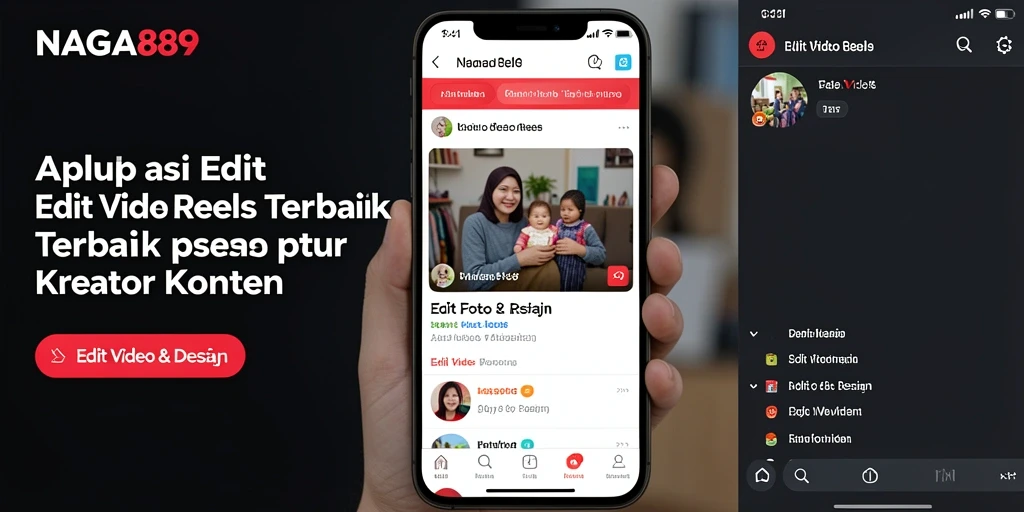 Antarmuka pengguna NAGA889 dengan alat Edit Video Reels yang lengkap.